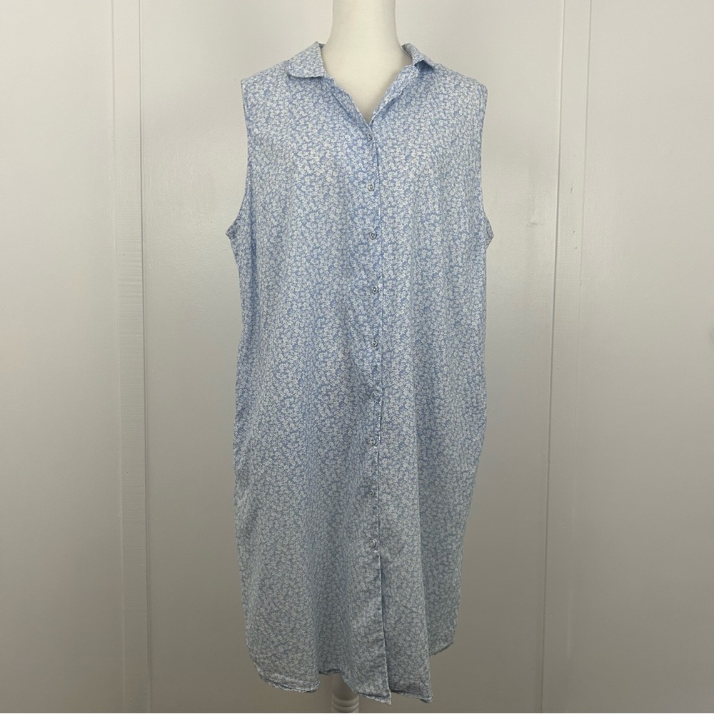 Joie womens long button down tank top dress floral size 2XL